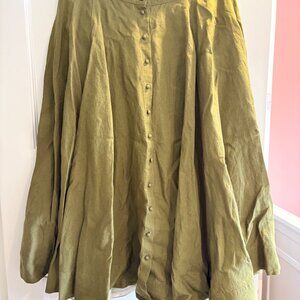 Son de Flor Handmade Linen Skirt Olive | Large